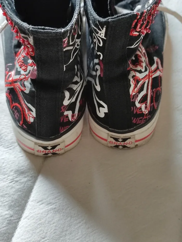 💋 basket rock 🤘brodée tête de mort 💀X BRAND année 90/2000 vintage - photo numéro 3