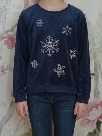 Sweat velours bleu flocon H&M 10 ans Noël