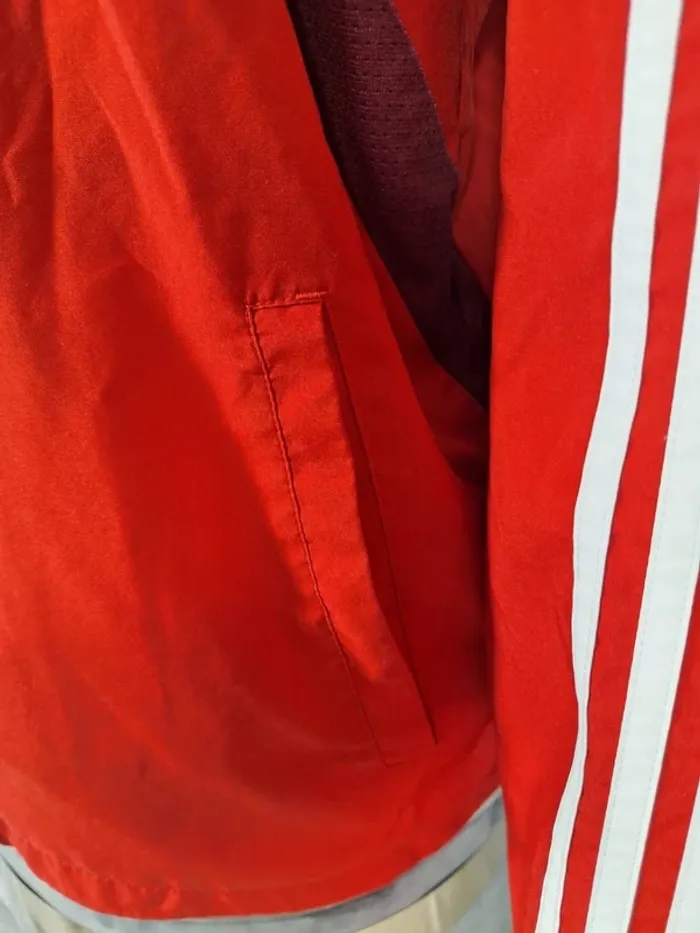 veste coupe vent imperméable a capuche adidas vintage/ homme - taille L / rouge full broderie (459) - photo numéro 4