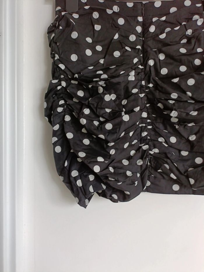 Mini Jupe Drapée noir petit pois Coton et elasthane Gemo Taille 36 - photo numéro 6
