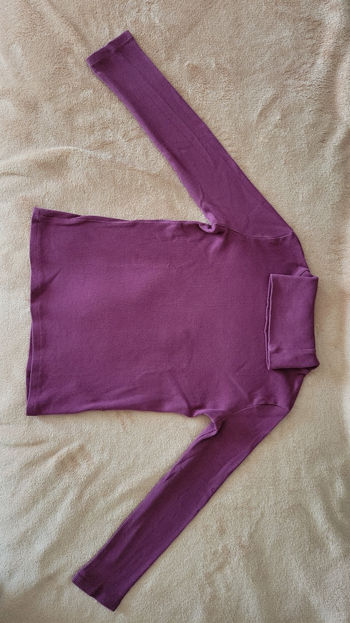 Teeshirt manches longues, col roulé, maille côtelée, 8 ans