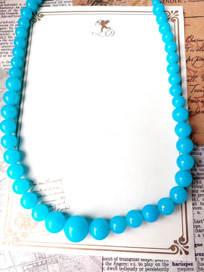 Magnifique collier en perles bleues style vintage - photo numéro 2