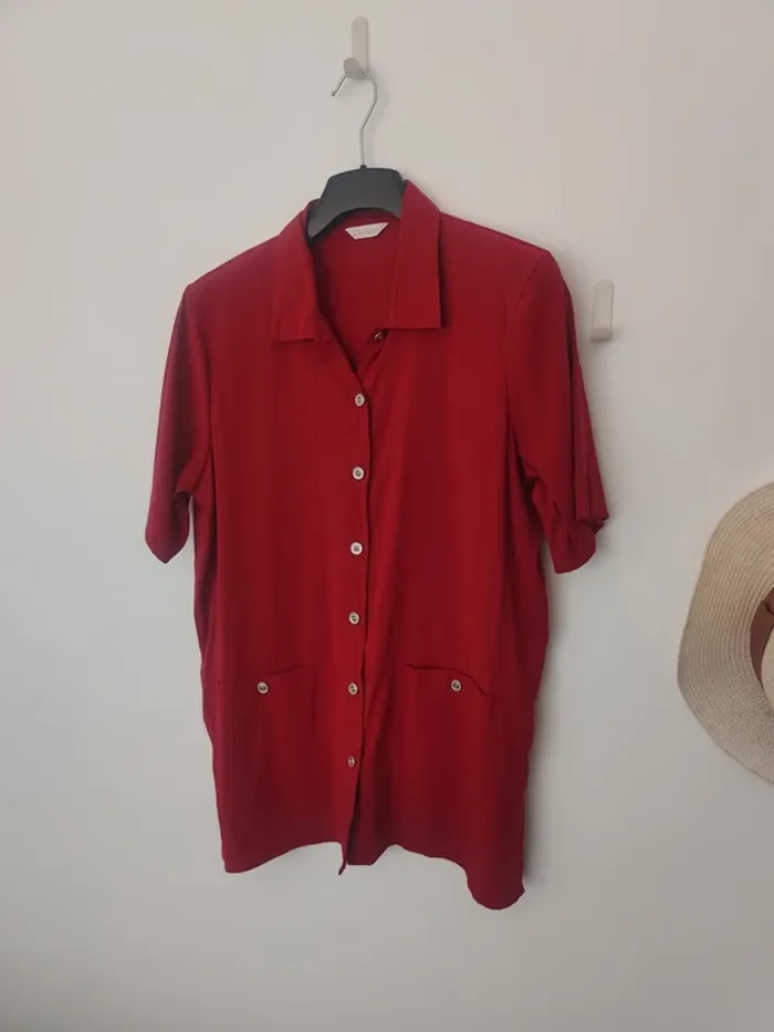 Chemise manches courtes Daxon rouge bordeaux taille 44 modal - photo numéro 2