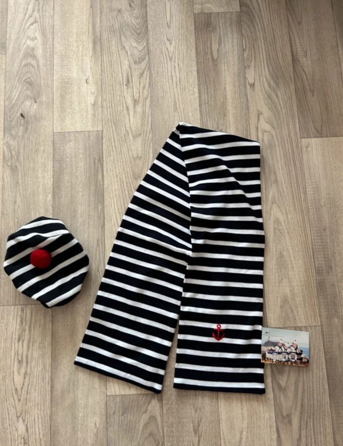 Écharpe et bonnet breton petit cœur à la mer - photo numéro 2
