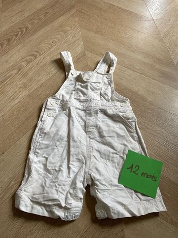 Salopette blanche Petit Bateau taille 12 mois