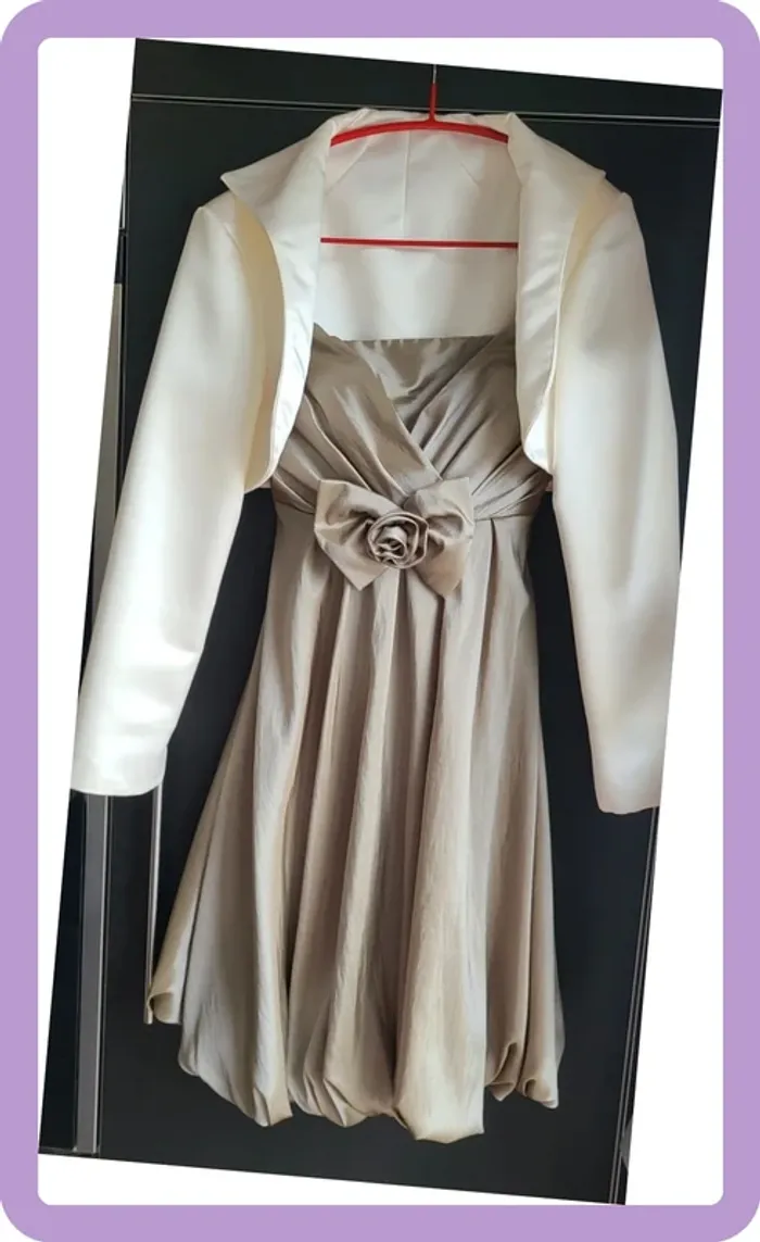 Robe de cocktail dos nu, bustier avec Boléro