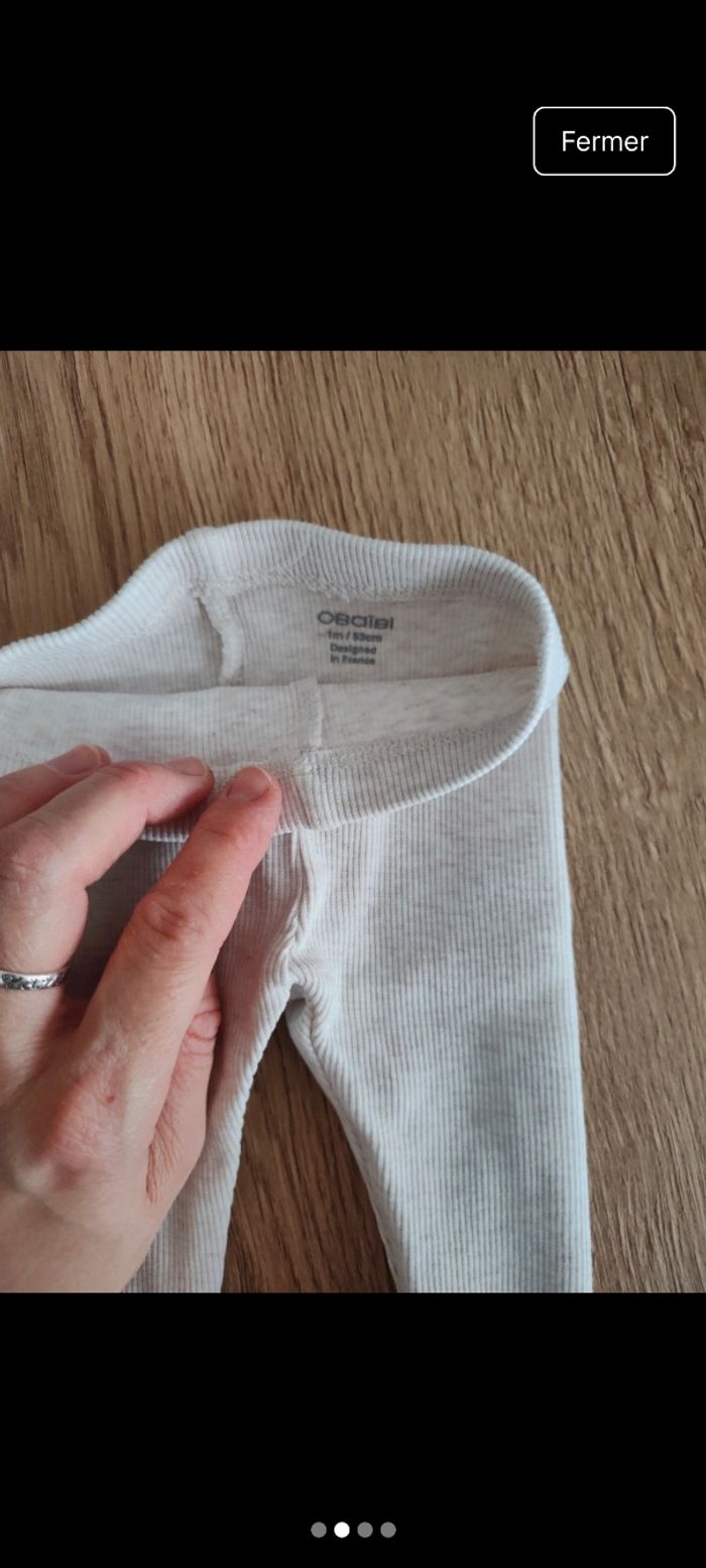 Lot de 3 pantalons obaibi 1 mois fille - photo numéro 2