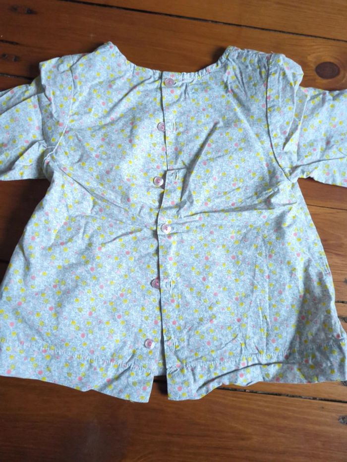 Tunique manches longues Liberty blanc gris rose jaune 23 24 mois obaibi - photo numéro 4