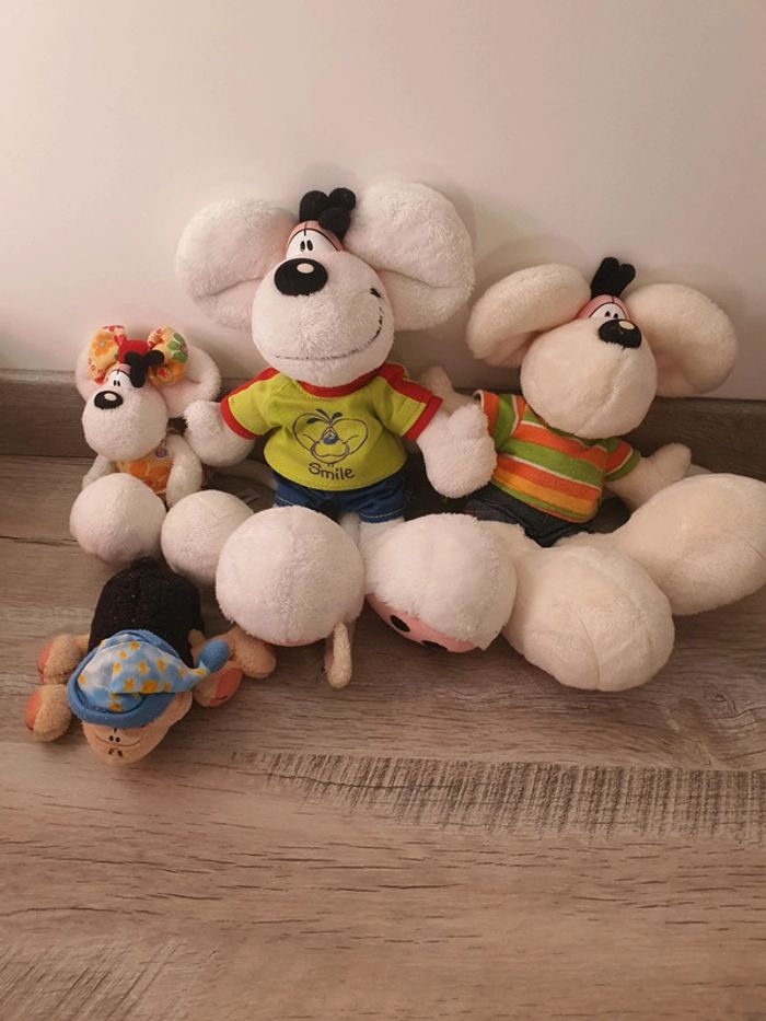 Lot de 4 peluches diddl diddlina et wollywell