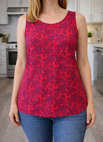 T-shirt Haut Top débardeur femme Taille 42 sans manche col rond 100% viscose Rouge