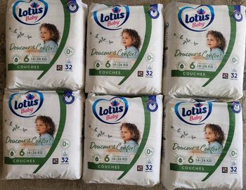 6 paquets de couches lotus taille 6
