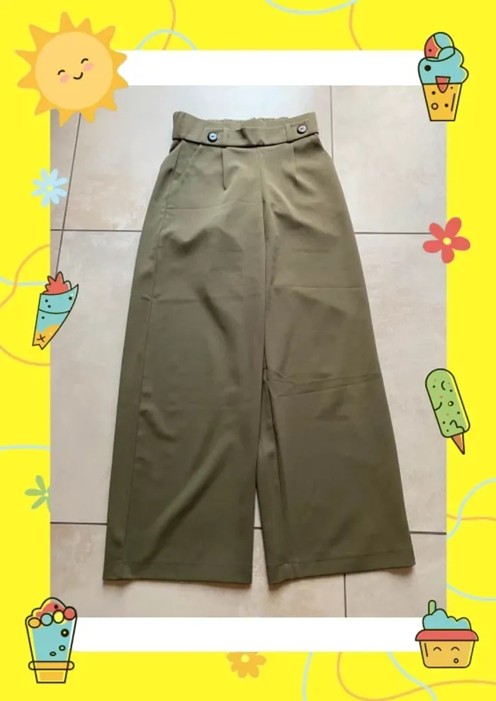 Pantalon jambes larges kaki S 36