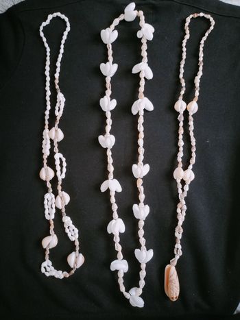 Lot de 3 longs colliers en coquillages