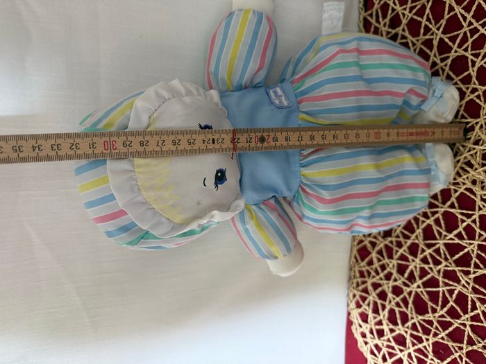 Doudou poupée chiffon rayé bleu rose vert jaune BOULGOM - photo numéro 3