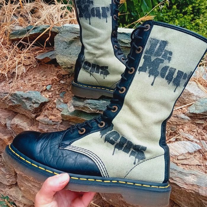 Dr. Martens cuir et toile beige modèle rare 42 - photo numéro 5