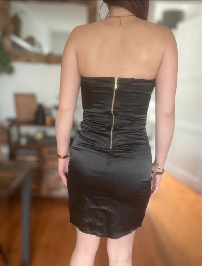 Robe bustier noir sexy chic effet satin - photo numéro 3