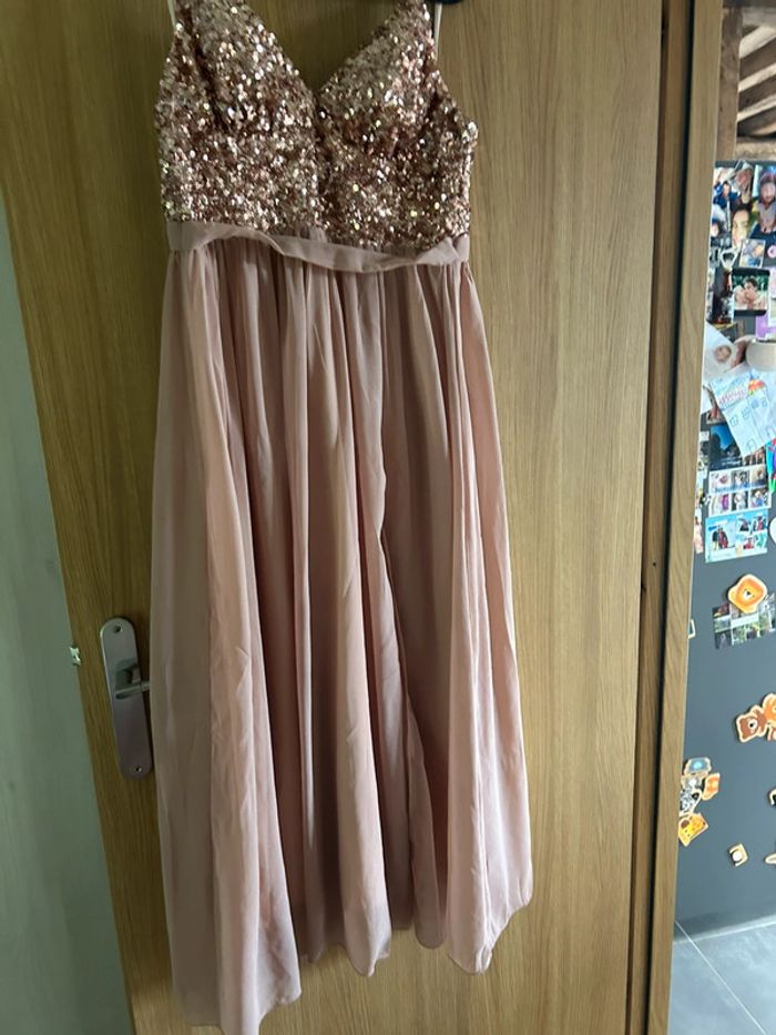 Robe demoiselle d’honneur mariage rose beige - photo numéro 3