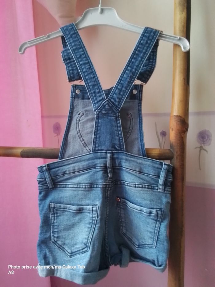 Salopette courte en jean 4 ans fille - photo numéro 2
