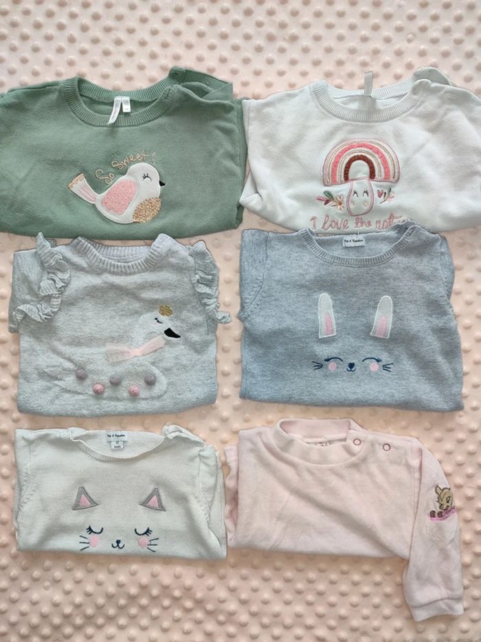 Pull 12 mois 74 cm - lot 6 pull