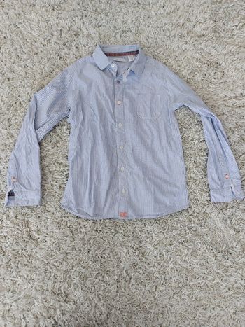 Chemise à rayure blanches et bleues Okaïdi 10 ans
