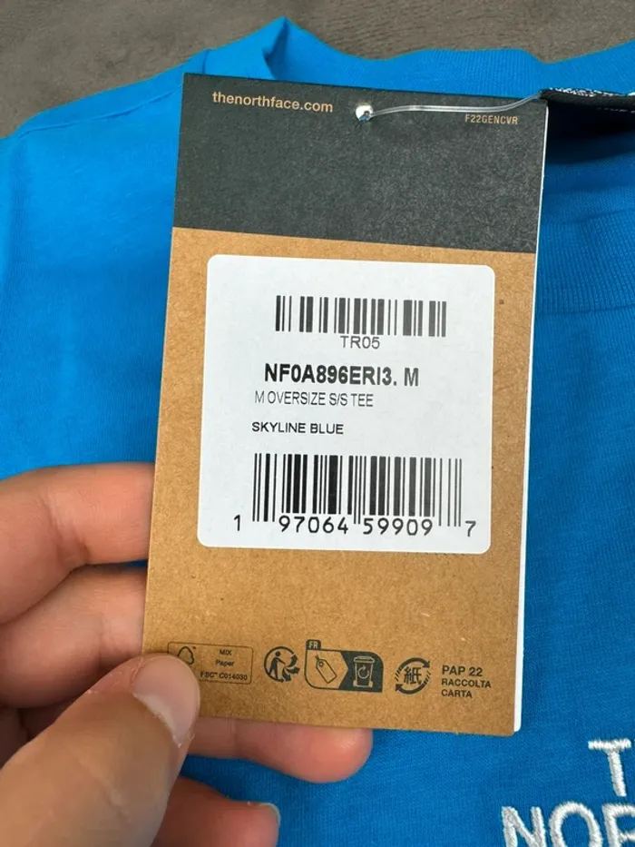 T-shirt The North Face Oversize Bleu Logo Brodé Neuf Taille M - photo numéro 9
