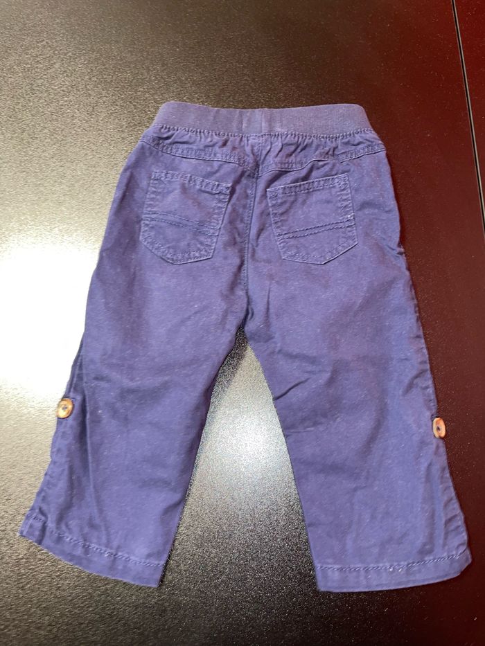 Pantalon droit en coton bleu marine taille 9 mois - photo numéro 2