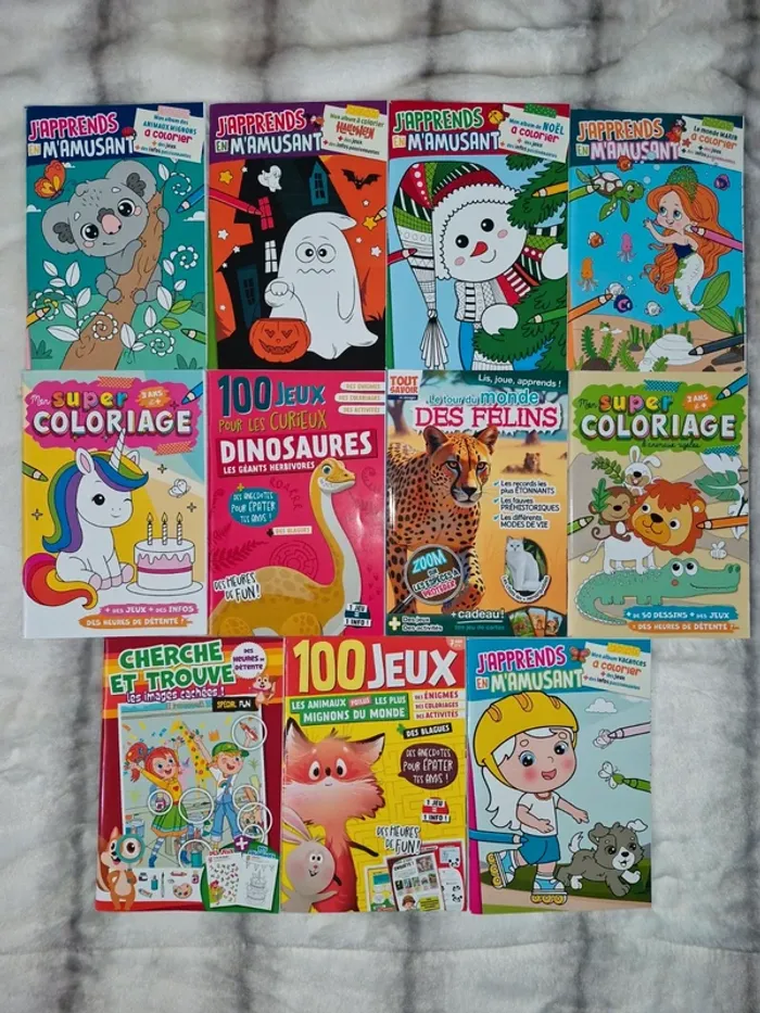 Lot de 11 livres de jeux, coloriage, lecture pour enfants