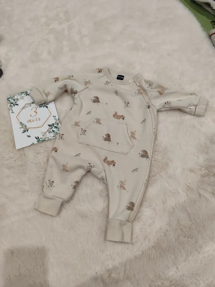 Combi à zip évolutive beige automnale 3 mois intérieur doux