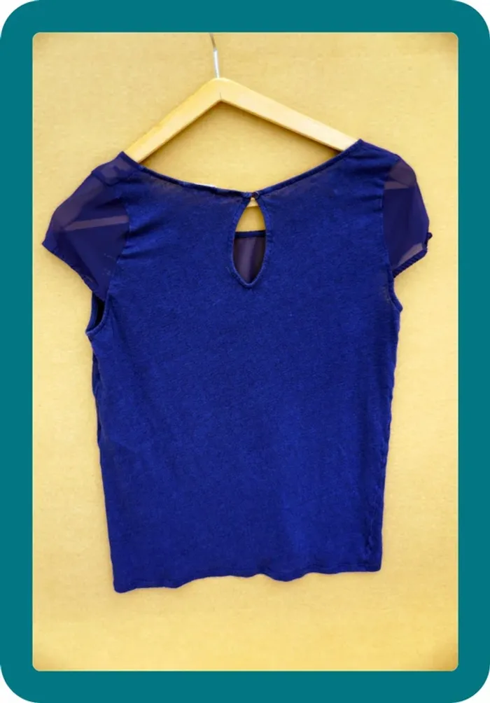 Top Bleu Manches courtes Naf Naf Taille M - photo numéro 2