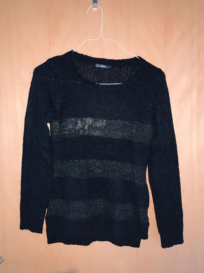 Pull mim noir rayé ajouré