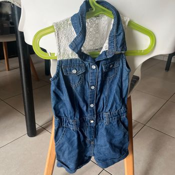 Combi short jean et dentelle 18 mois
