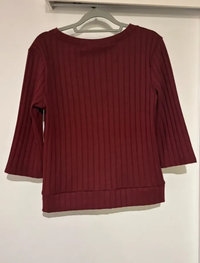 Pull bordeaux côtelé Cache Cache taille M - photo numéro 5