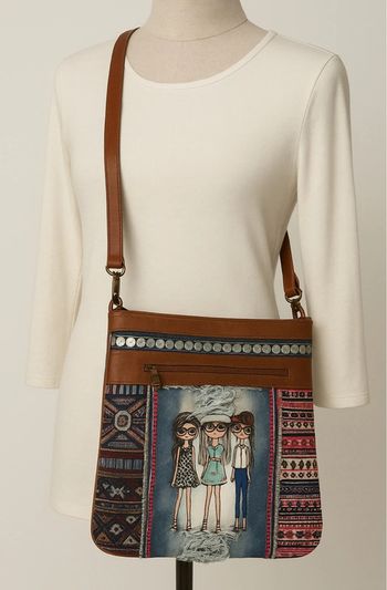 Sac bandoulière original similicuir 💫unique💫3 filles💫bohème en jean