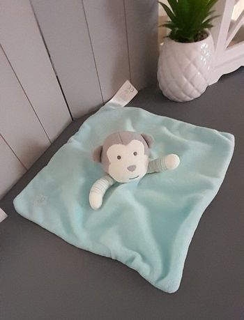 Doudou singe Obaïbi bleu