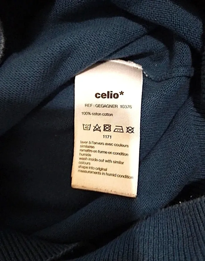 🧥 Pull fin bleu célio taille M - 100 %coton - photo numéro 5