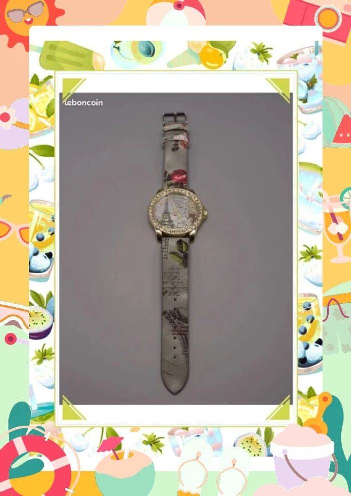 montre femme avec Motif Tour Eiffel Paris et strass - photo numéro 8