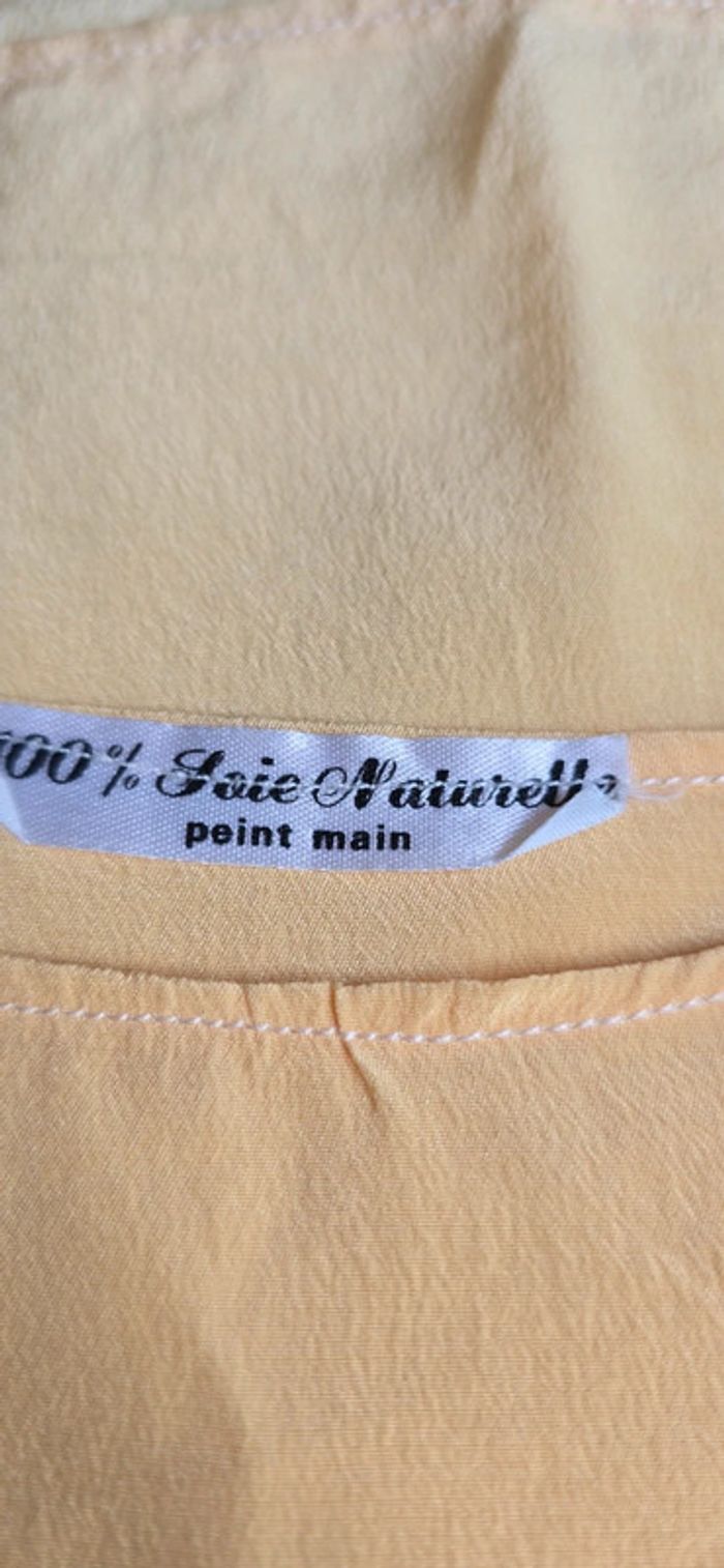 Blouse t-shirts en Soie Naturelle Peinte à la Main piece uniques Vintag - photo numéro 14