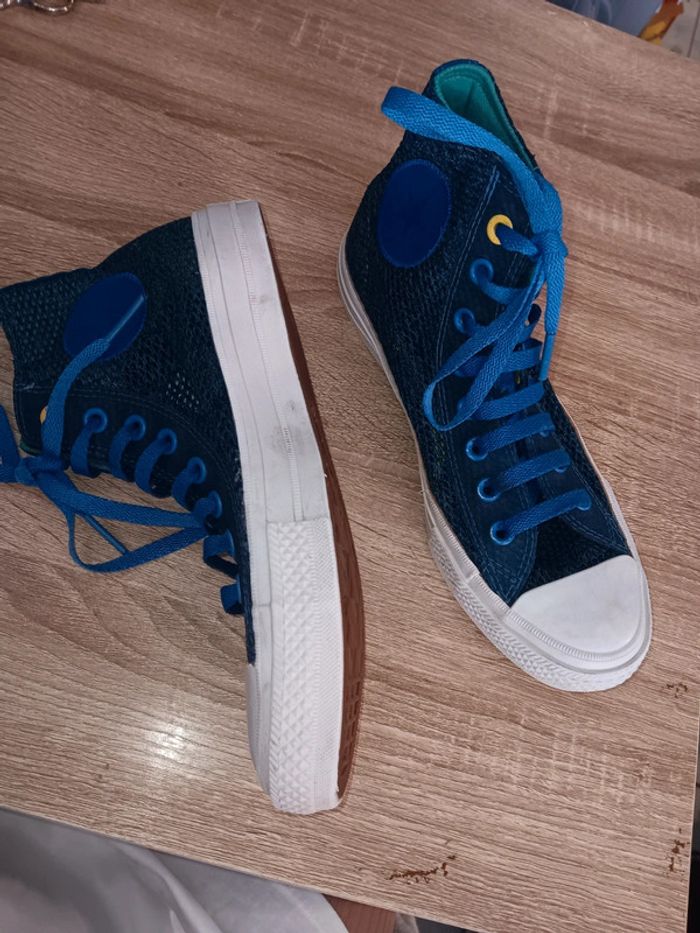 Basket Converse 39,5 All Star bleu vintage effet maille