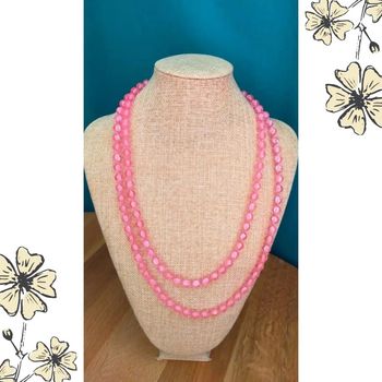 Collier vintage perles roses facettées