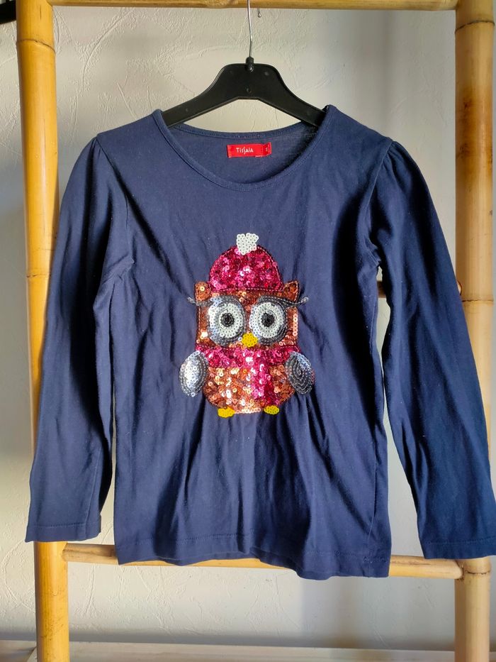 T.shirt marine Chouette taille 8 ans