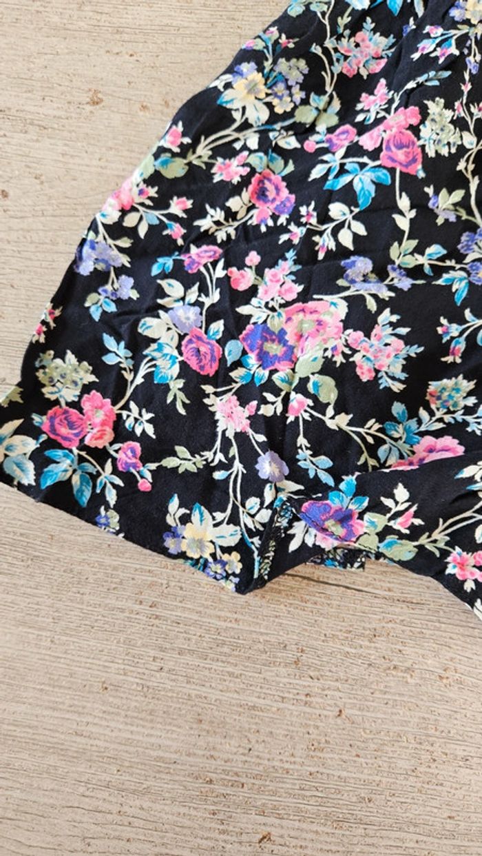 Combi short noir à fleurs roses, YD, 8/9 ans - photo numéro 4