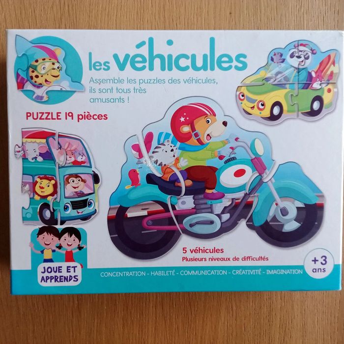 5 puzzles - les véhicules - Joue et apprends