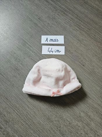 Bonnet de naissance rose clair Sergent Major bébé fille 1 mois