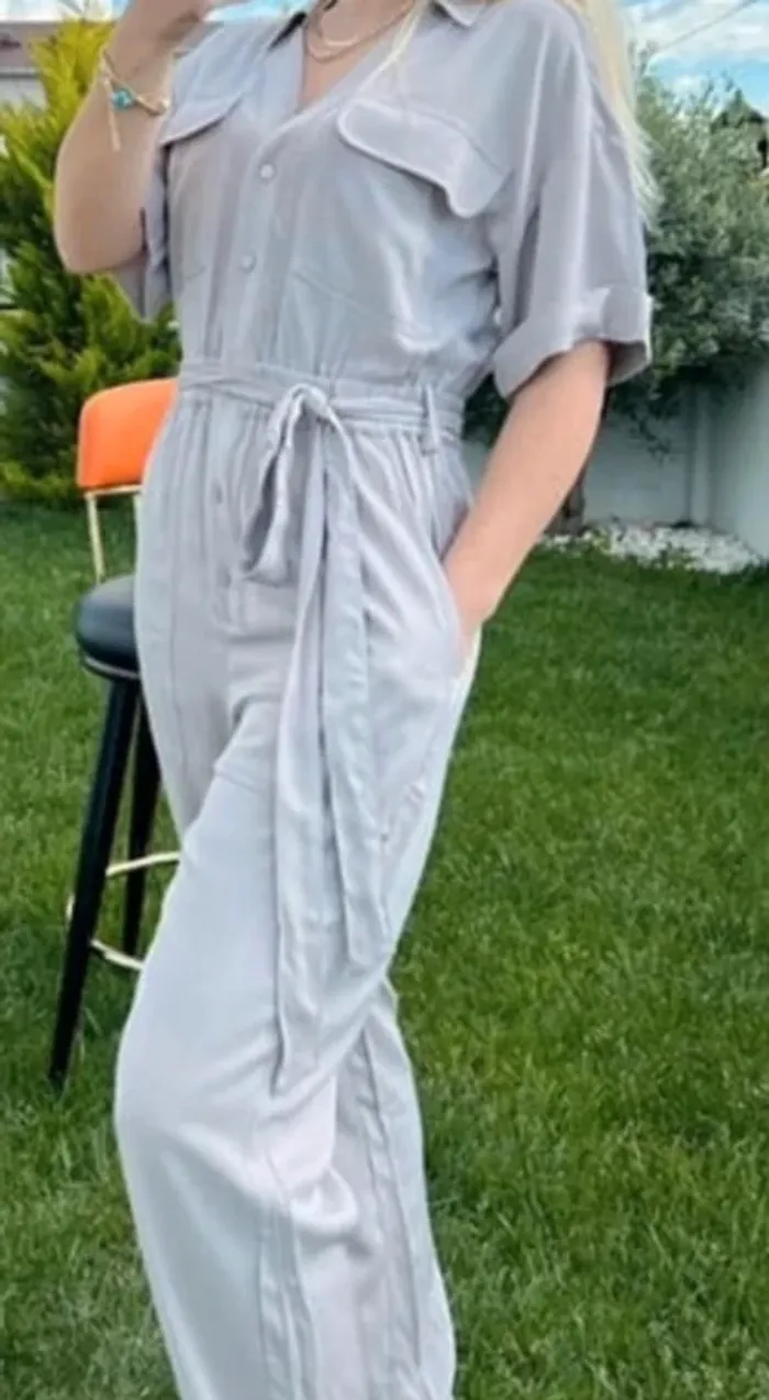 Combinaison pantalon cargo grise Mango taille S - photo numéro 5