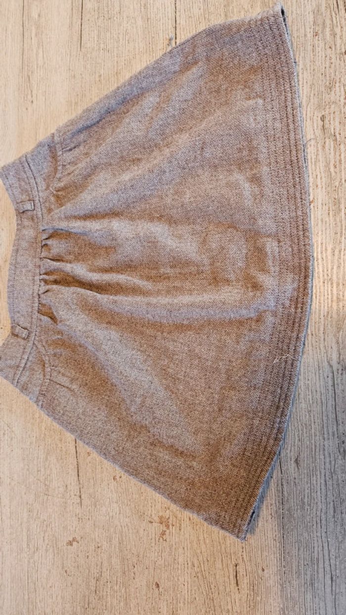 Jupe courte classique en laine, ajustable à la taille brune/beige à dessin, Buissonnière, 8 ans - photo numéro 4