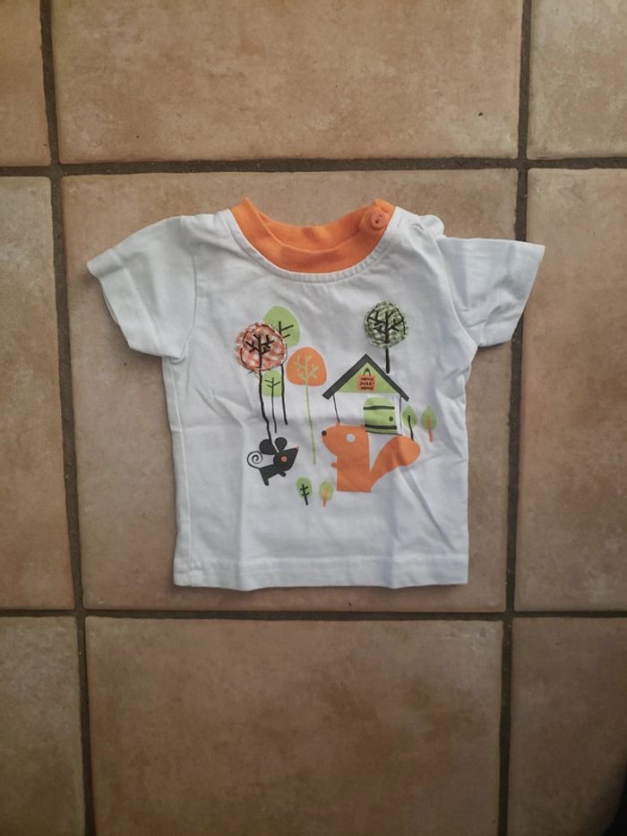 T shirt manches courtes 3 mois nature - souris - écureuil