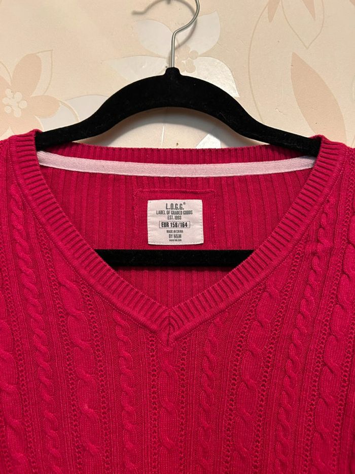 Pull rose fushia torsadé taille 158/164 - photo numéro 3