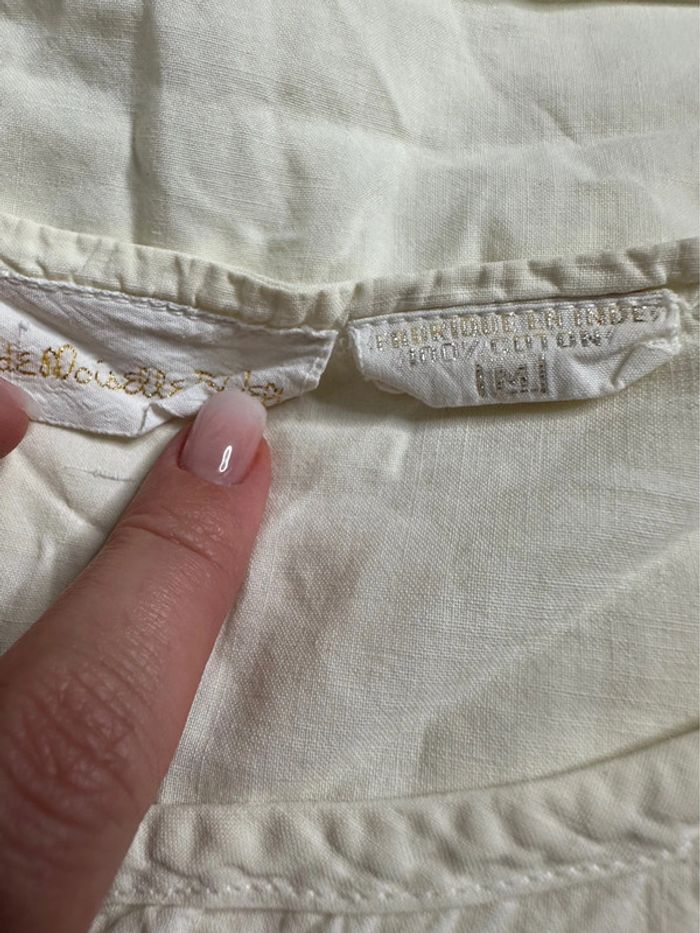 Blouse beige crème et broderies Vintage T38 M - photo numéro 7