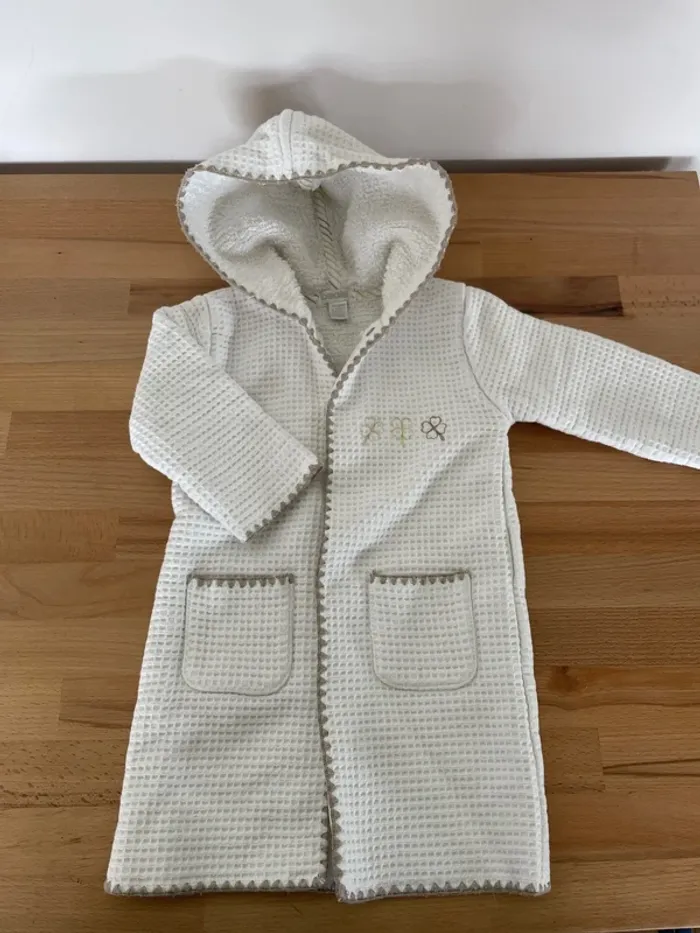 Peignoir coton nid d’abeille 12-18m
