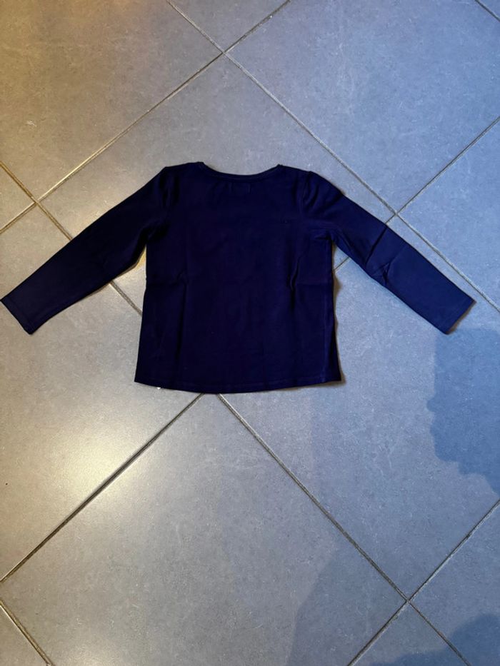 T shirt manches longues à sequins - DPAM - Yeux & Bouche - Bleu marine - 6 ans - photo numéro 3